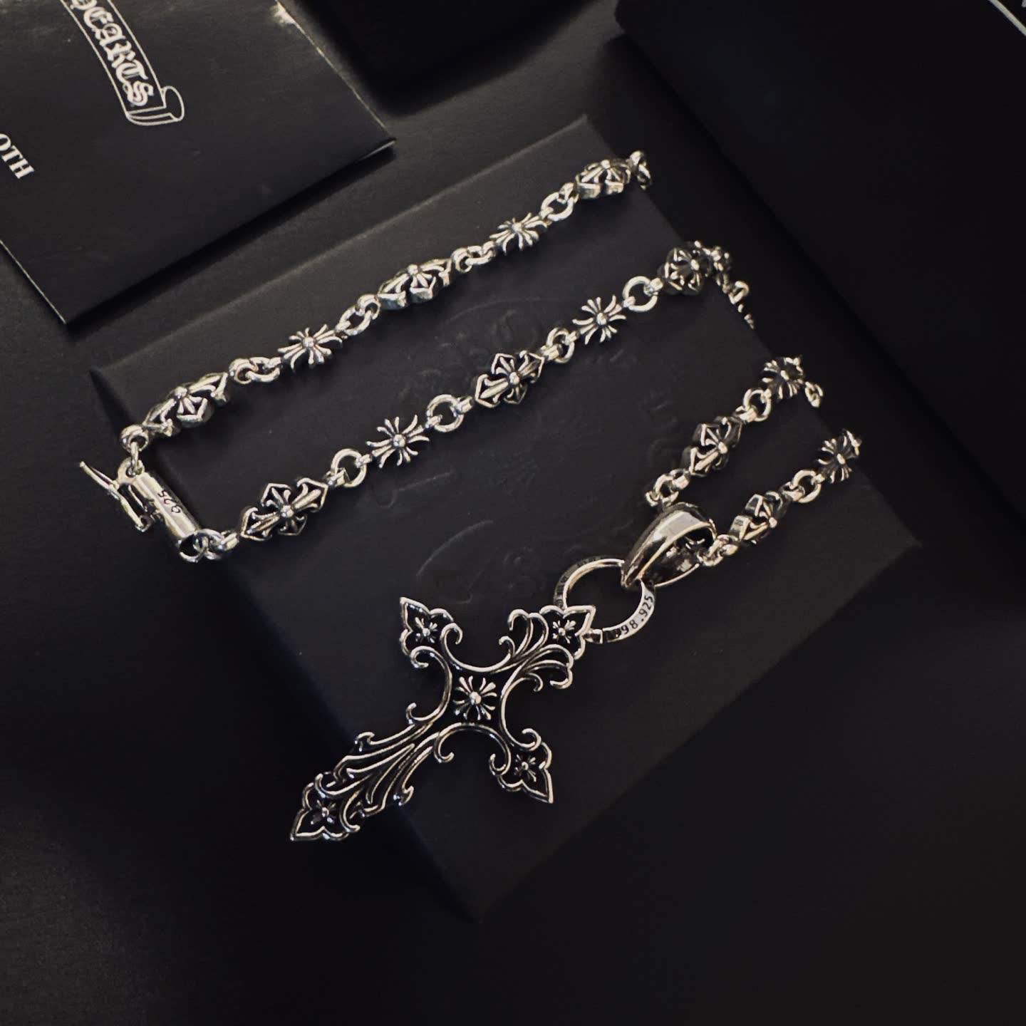 Chrome Hearts Silver Cross Pendant Necklace